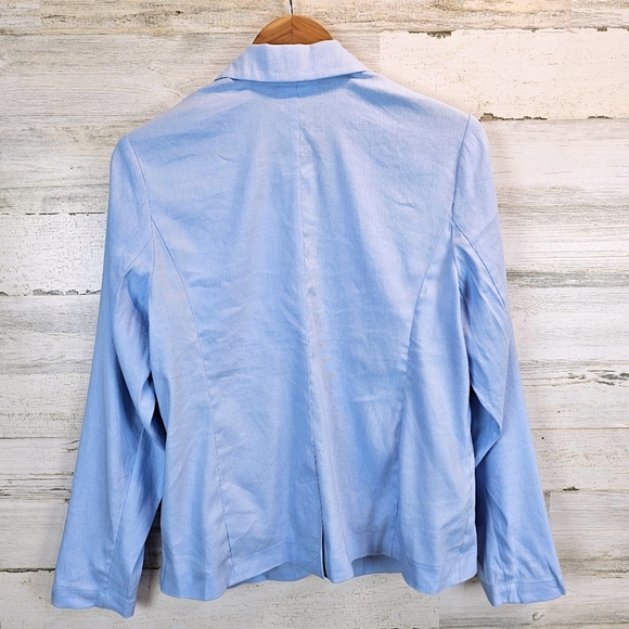 J. Jill Love Linen Blazer M Light Blue Soft Tailored Jacket Pastel Minimalism - Picture 4 of 15